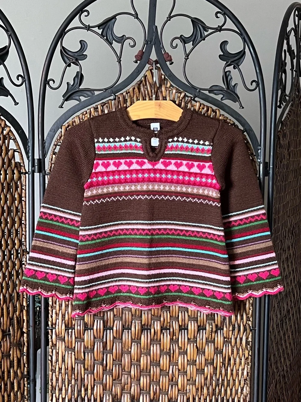 4T Gap Knit Brown Sweater Wool Blend